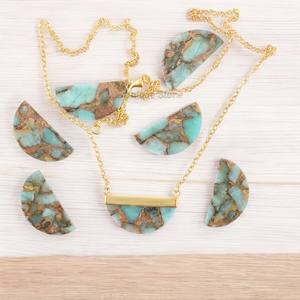 Bijoux fins en argent Sterling 925 faits à la main Collier de déclaration Amazonite naturelle Pierre précieuse Cuivre Plaqué Or Pendentif Monture - Product Image 4