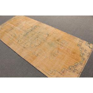 Vintage Turkish Rug 3.5x8.2 ft (108x251 cm), <b>Yellow</b> Floral Rug - Product Image 4