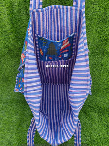 Bolso de playa acolchado de algodón 100% ecológico para yoga, estilo bohemio, estampado a mano, diseño Floral, bolsa de compras para fines de semana, Impresión de logotipo personalizado - Product Image 5