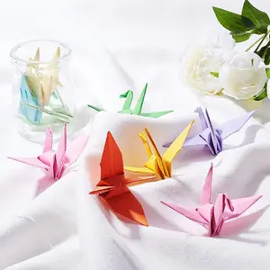 100 adet Origami kağıt vinçler el sanatları kağıt mal düğün parti çocuk odası ev bebek duş dekorasyonu 10x10cm Origami vinç