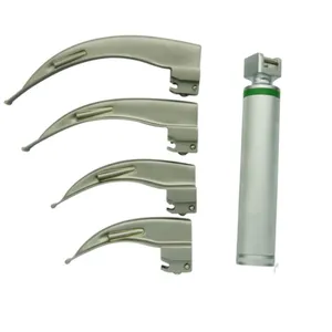 Top Quality Veterinary ENT Fiber Optic LED Light Laryngoscope Miller Set 5 Blades & Handle Stainless Steel Led Blub Endoscopy