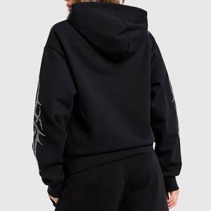 Sweat-shirts décontractés pour femmes en gros avec logo en strass personnalisé, design vintage, vêtements d'extérieur, sweat-shirt streetwear à capuche, col à capuche, hiver - Product Image 2