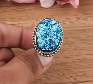 Bague Druzy naturelle Bague large en argent sterling 925 pour femme Idée cadeau pour femme faite à la main en gros - Product Image 2