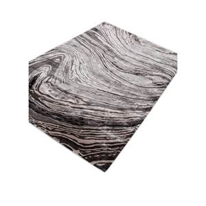 Alfombra Rectangular Genesis Hecha a Mano de Viscosa Gris y Negra con Diseño Abstracto para Dormitorio, Sala de Estar o Pasillo, Modelo TPV-4309 - Product Image 2