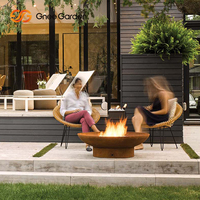 Grand bol à feu rond en acier corten Conception simple Brasero portable pour le chauffage extérieur Foyer utilisant du bois de chauffage
