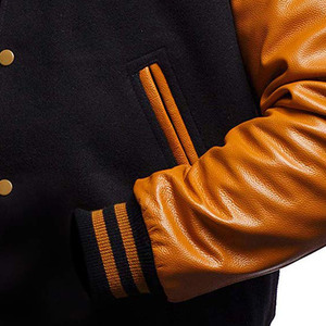 2026 Custom New Men Wool Body Leather Sleeves Embroidered Chenille <b>Patches</b> Varsity CollegeBaseballjacket for men - Product Image 3