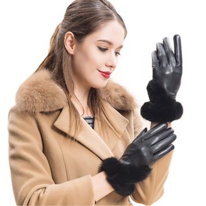 Gants en cuir de vison et en peau de mouton pour femmes à la mode en hiver - Product Image 4