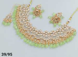 Kundan & <b>Drop</b> Indian Fancy Traditional GoldTone Kundan Motipearl Choker <b>Necklace</b> Set With Matching Mangtikka&jumkha Earring Set - Product Image 4