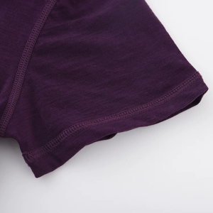 Camiseta Corta Personalizada de Color Morado Oscuro para Mujer, Cuello en V, Manga Corta, Algodón, Corte Holgado Informal, Lisa, OEM, ODM, Venta al Por Mayor - Product Image 5
