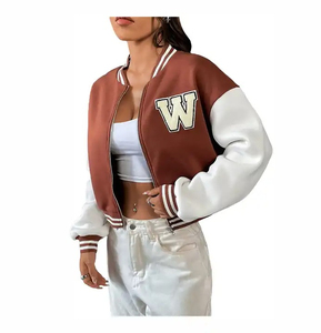 Custom Women Breathable Cotton Printed Letter Embroidery <b>Patch</b> Baseball Letterman Cropped Outdoor Waterproof Quilted Varsity - Product Image 6