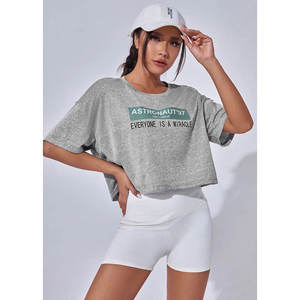 T-shirt d'été en coton personnalisé pour femmes T-shirt décontracté de couleur unie de haute qualité - Product Image 1