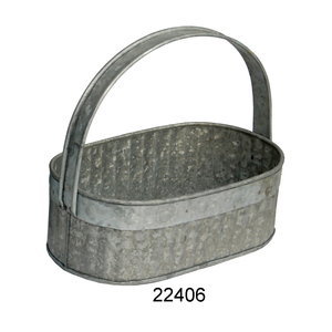 Panier à baies double galvanisé avec poignée Artisanat en métal Seau galvanisé Corbeille à fruits rustique à vendre - Product Image 6