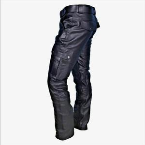 Nouveaux pantalons en cuir pour hommes noir/rouge/marron mode hommes danse fête pantalons décontractés grande taille 5XL - Product Image 3