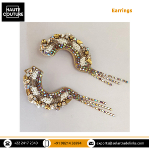 Custom Size & Color Available for Top Notch Quality Handmade Curved C Shaped Mixed Beads With Tassels <b>Earrings</b> for Women - Product Image 4