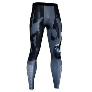 Hot Sale Men's Compression MMA <b>Leggings</b> Knitted Seamless Anti-Bacterial Breathable Elastic Waist <b>Polyester</b> Spandex Running - Product Image 1