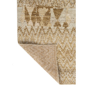 พรมขนสัตว์ถักมือขนาดใหญ่ AKWL-2026 สีเทียมเบจและสีน้ำตาล ลายเรขาคณิต สำหรับตกแต่งห้องนั่งเล่นวัยรุ่น - Product Image 5