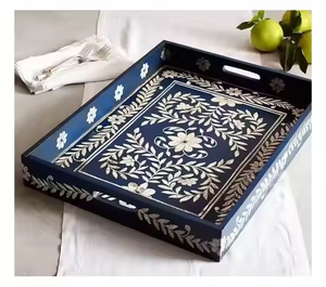 Bandeja decorativa Popular para uso doméstico 2025 Bandeja madre de perla Organizador de almacenamiento de cocina hecho a mano Bandeja para servir con la mejor calidad - Product Image 5