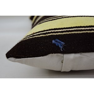 Almohada de lana Kilim negra a rayas sutiles, cojín bordado de lujo de 12x24 pulgadas, patrón Vintage tejido para fines decorativos de vida - Product Image 5