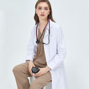 2026 Premium Custom Medical <b>Doctor</b> Scrub <b>Sets</b> Knitted Cotton Polyester Fabric for Women Made Pakistan Wholesale White Scrub <b>Sets</b> - Product Image 5