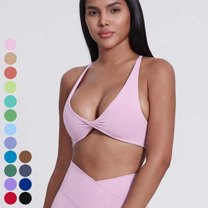 Sujetador Deportivo de Alta Calidad para Mujer, con Logotipo Personalizado, Ropa Deportiva, Espalda Cruzada con Torsión Frontal, Top de Yoga Simple, Talla Grande - Product Image 1