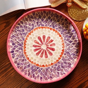 Bandeja de Laca Azul Zigzag Artesanal, Decorativa y para Servir, Hecha a Mano por Viettimecraft Wholesale - Product Image 3