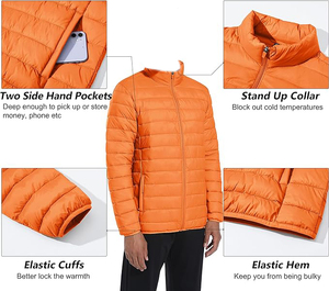 Wholesale <b>Top</b> Selling Custom Logo Men's Casual Bomber Jacket Winter Fashion Puffer Jacket Waterproof <b>Bubble</b> Feature for Outdoor - Product Image 6