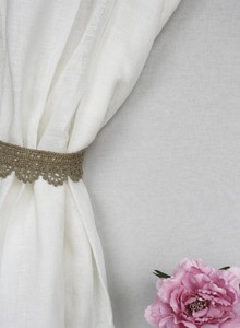 <b>Curtain</b> tie back <b>natural</b> linen crochet lace drape tieback <b>curtain</b> holders - Product Image 4