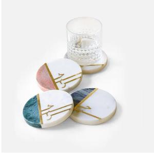 High Quality Marble <b>Green</b> & White Stone <b>Coasters</b> Mats & Pads for Home Office & Restaurant Office Use - Product Image 3