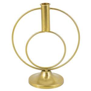 Élégant Porte-Bougie Double Anneau Doré en Métal Décoration de Table de Mariage Centre de Table Minimaliste Géométrique Support de Bougie Pilier - Product Image 1