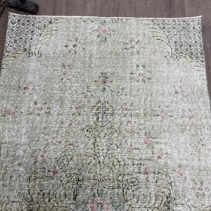 Tapis turc vintage 3,9x7,1 pi (119x216 cm), tapis en laine persan gris - Product Image 4