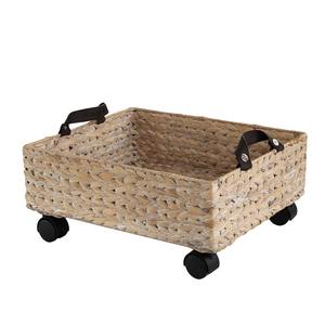 Panier en jacinthe d'eau avec roulettes, panier de rangement fait à la main, vente en gros, écologique, fabriqué au Vietnam - Product Image 6