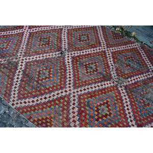 Tapis en Latex de Laine Turque Vintage 5.9 X 8.2ft Motif de Patchwork Traditionnel Rouge Vert pour Décor de Couloir de Salon - Product Image 5