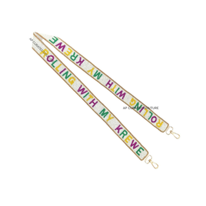 Correa de bolso de lentejuelas hecha a mano con cuentas de algodón correa de bolso personalizada Fancy Mardi Gras Carnival temporadas festivas - Product Image 1