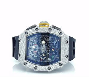 Reloj de Lujo con Incrustaciones de Moissanita para Él, con Correa de Goma, Elegante Reloj de Pulsera con Diamantes para Hombre, Regalo para Hombre - Product Image 1