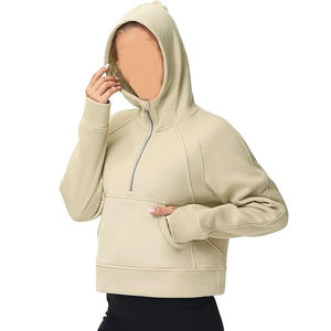 Sweat-shirts d'hiver confortables pour femmes 2026, en coton épais doublé de polaire, style à demi-zip avec capuche, logo frontal, tricot, vêtements d'hiver - Product Image 4