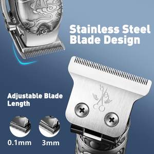 Ensemble de tondeuses à cheveux professionnelles pour barbier, 3 pièces, kit de coupe de cheveux sans fil avec tondeuse à poils du nez et tondeuse à barbe USB - Product Image 6
