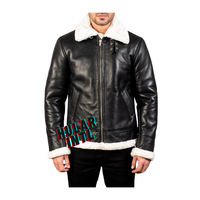 Blouson aviateur en cuir véritable de mouton pour homme, style vintage, coupe-vent, chauffant, hiver, marron