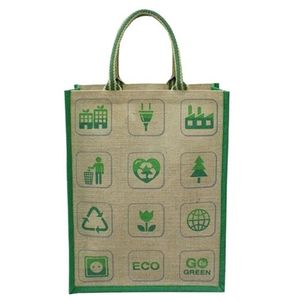 Bolsas de yute de moda reutilizables personalizadas ecológicas bolsas de compras naturales de moda personalizadas a la venta - Product Image 3