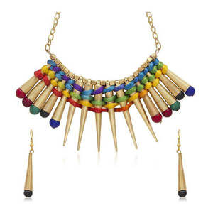 Beadside 1104725 perles multicolores ensemble de collier plaqué or 18 carats Style bohème bijoux de mariée fins pour cadeau - Product Image 1