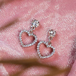 NOVAMART Fine Zarkan Silver Love Heart Drop <b>Studs</b> Fashionable Shaped <b>Earrings</b> Wholesale Export - Product Image 2
