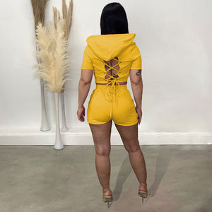 Newest Design Fashion Women Casual Summer Set Breathable Solid 100% Cotton Eco-Friendly Knee Length Twin Set - Product Image 6