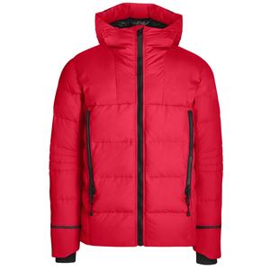 Veste matelassée à capuche rouge personnalisée pour hommes Manteau matelassé à bulles avec poches zippées - Product Image 1