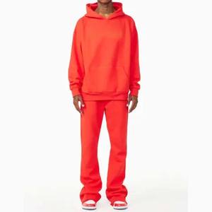 Venta al por mayor personalizado Unisex Stacked Joggers pantalones acampanados y Sudadera con capucha Hombres Conjunto de dos piezas Chándal - Product Image 6