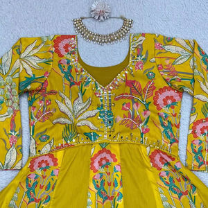 ชุดราตรีผ้ามัสลินพิมพ์ลายดิจิทัลงานปาร์ตี้ชุดงานออกแบบล่าสุด - Product Image 1