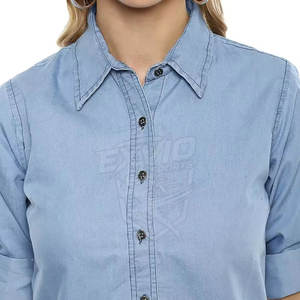 <b>Soft</b> Fabric <b>Jeans</b> Shirts For Women In Low Price Best Quality Pakistan Manufacture Casual Wear <b>Jeans</b> Shirts - Product Image 6