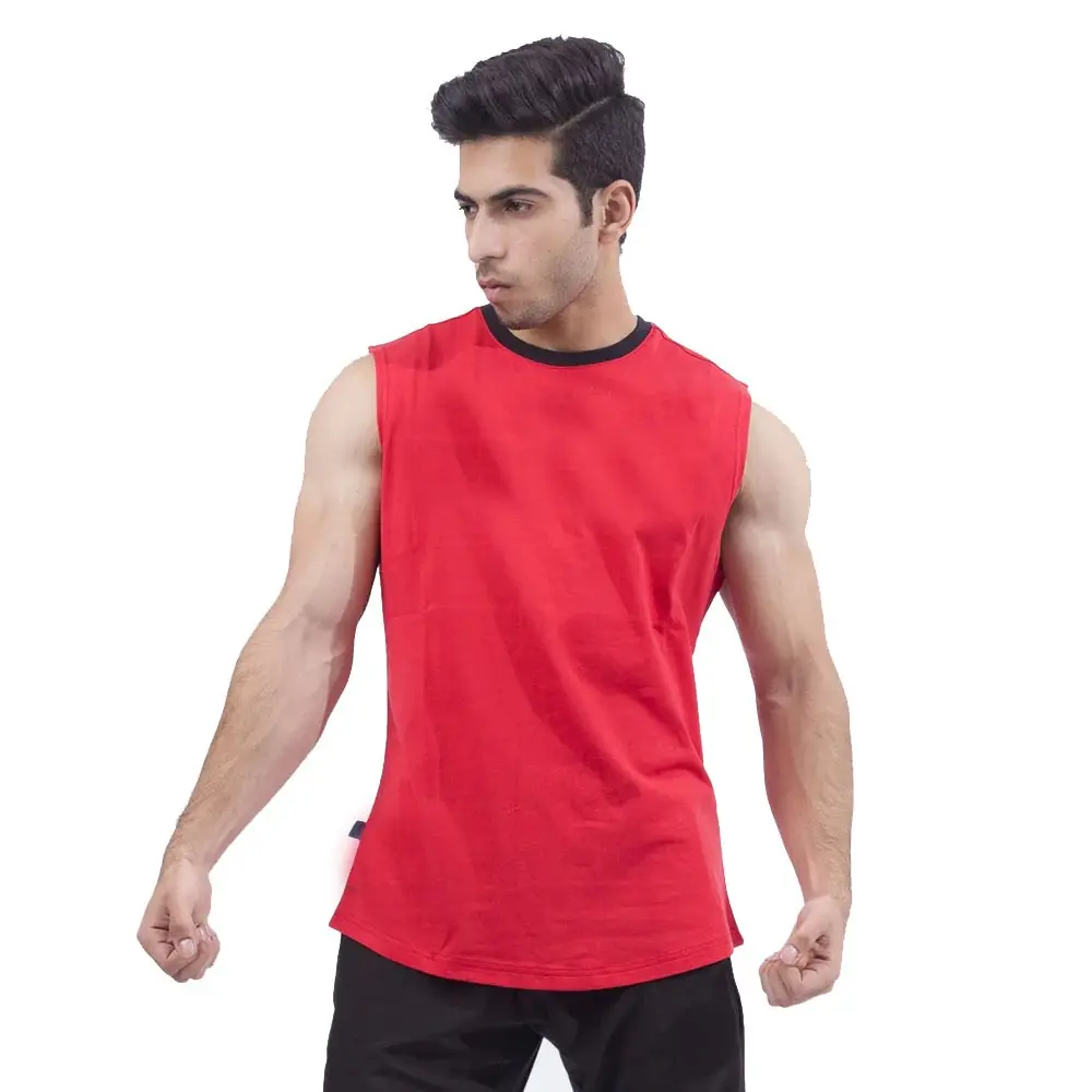 Top Venda Dos Homens 100% Algodão Cor Vermelha Respirável Tank Tops Para Venda Homens Ginásio Wear Coletes Sem Mangas Por AL FARAJ