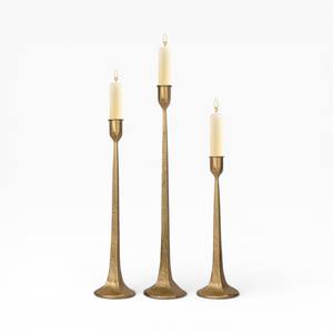 Elegant Gold Metal <b>Taper</b> <b>Candle</b> <b>Holders</b> Set With Textured Finish For Classic Table Decor Unique - Product Image 6