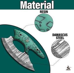 Rebanadora de pizza hecha a mano de Damasco, cortador con mango de resina Ulu Knife, Ullu Knife - Product Image 4