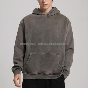 2025 invierno hombres peso pesado personalizado Vintage ácido lavado Sudadera con capucha 400 GSM dobladillo crudo - Product Image 1