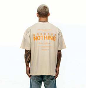 Venta al por mayor personalizada hombres Boxy Camiseta 100% algodón de gran tamaño pesado Vintage Stone Wash Drop Shoulder Streetwear de punto - Product Image 2